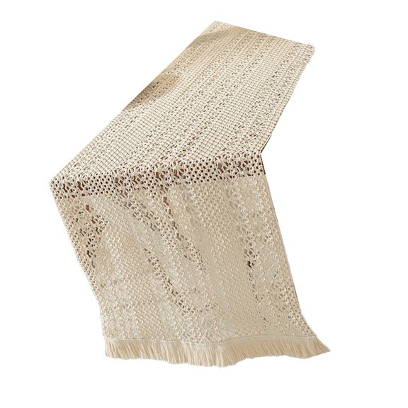 Lace Trim Table Runner 180cm Long Wrinkles Resistant Polyester for Living Space