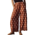 thumbnail image 1 of Lace Trim Wide Leg Pants for Women 2026 Spring Summer Cropped Lightweight Casual Pants, S, 1 of 6