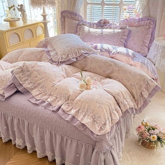 Lace Trimmed Bedspread 1 Piece Soft Microfiber Coverlet for Bedroom Dcor