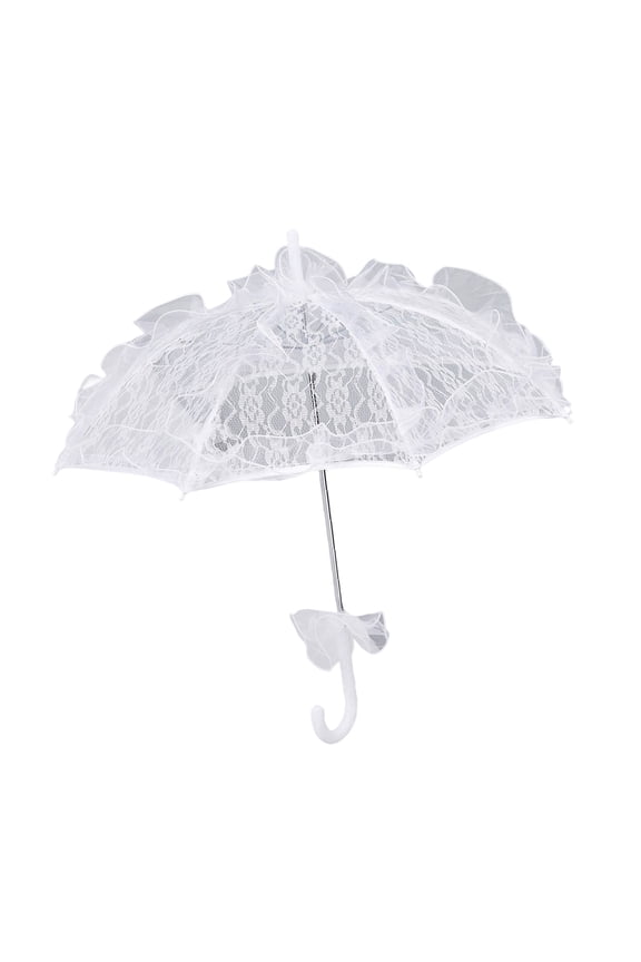 Lace Trimmed Parasol Sunproof Bride Umbrella for Women Daily Use and Special Event Photoshooting Accessories