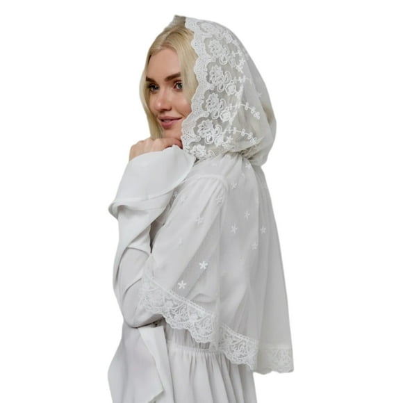 Lace Turban Veils Head Wrap Mass Head Scarf Shawl for Church Attendance Prayers
