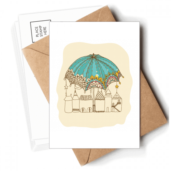 Lace Umbrella House Star Rain Postcards Envelopes Blank Note Cards Mailing