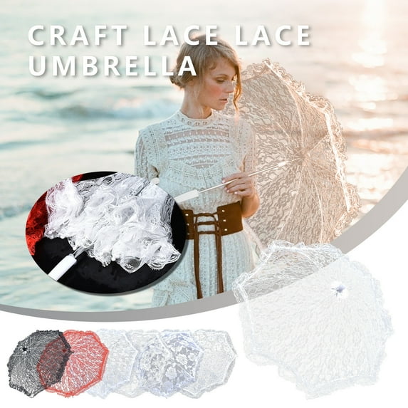 Lace Umbrella under $5! CQCYD White Lace Decorative Umbrella, Vintage Photography Prop for Wedding, Dance Performance Parasol, Elegant Scene Decor