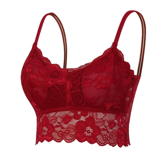 Lace Undershirt, Hugcore Ladies Lace Wrap Chest Hollow Out Red Breathable Lace Bra Top Underwear Bralettes for Women Lace Red L