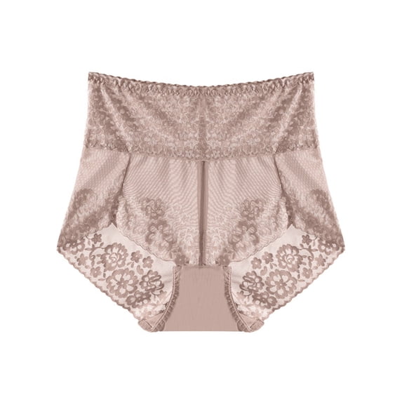 Lace Underwear Briefs for Women 1-Piece High Waist Panty Lightweight Breathable See-Through Panties (XX-Large, Khaki)