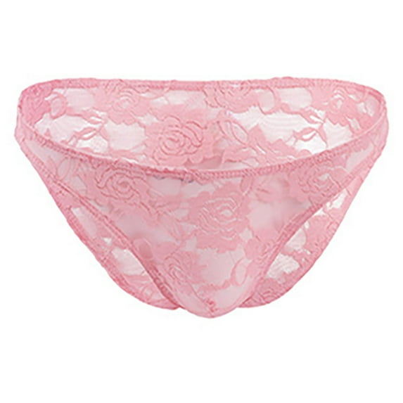 Lace Underwear for Men Briefs Trendy Low Rise Lightweight Breathable See-Through Solid Color High-Cut Hipsters Brief