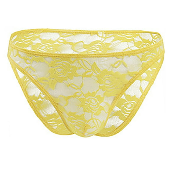 Lace Underwear for Men Briefs Trendy Low Rise Lightweight Breathable See-Through Solid Color High-Cut Hipsters Brief