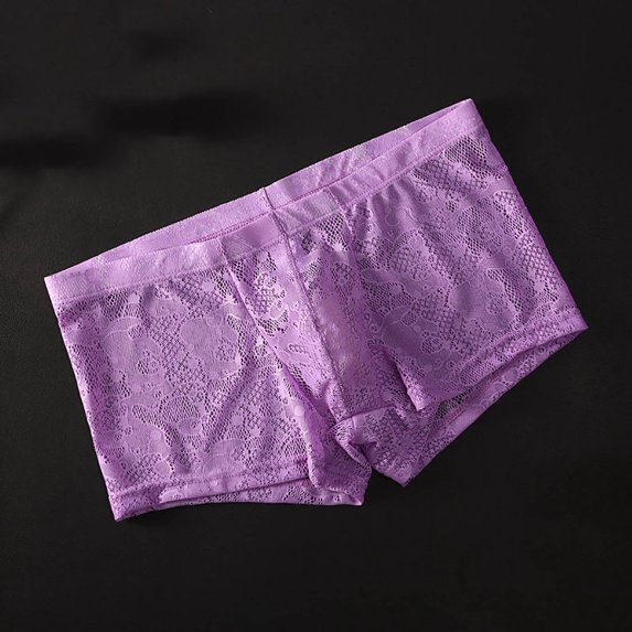 Lace Underwear for Men Lightweight Hollow-Out Boxer Briefs Mens Trendy Solid Color Breathable Stretchy Slim Mid Waisted Loungewear Boxers