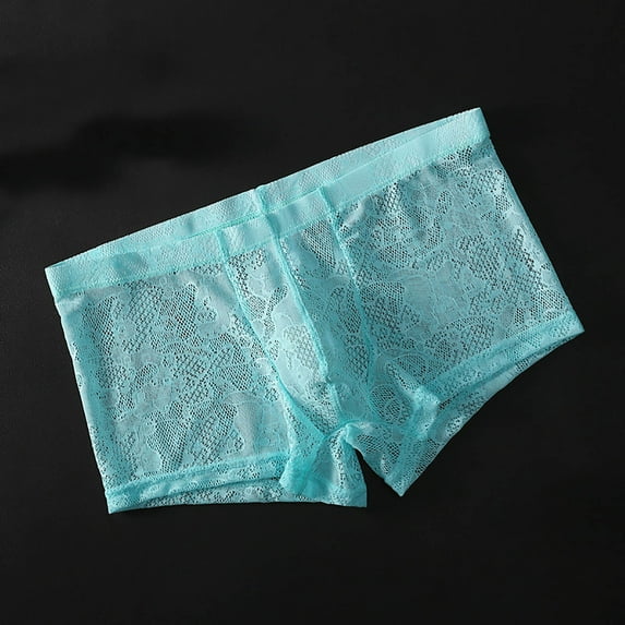 Lace Underwear for Men Lightweight Hollow-Out Boxer Briefs Mens Trendy Solid Color Breathable Stretchy Slim Mid Waisted Loungewear Boxers