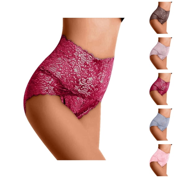Lace Underwear for Women High Waisted Lightweight Plus Size Tummy Control Panties Briefs Shaping Underwear