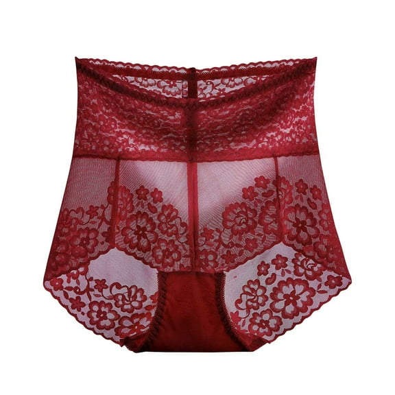 Lace Underwear for Women Oversized Hight Waist Hollow Transparent Underpanties Solid Color Panties