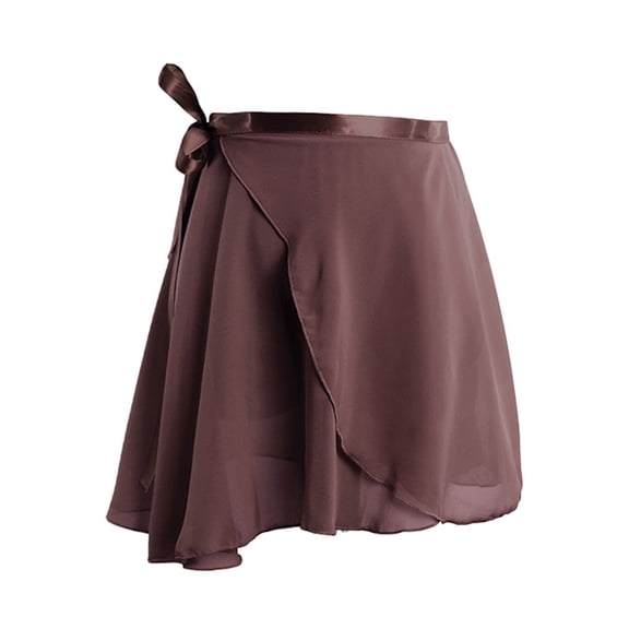 Lace-Up Ballet Wrap Skirt Solid Sheer Chiffon Dance Skirts with Adjustable Waist Tie Practice Gymnastics Skirt for Women