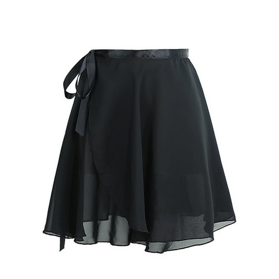 Lace-Up Ballet Wrap Skirt Solid Sheer Chiffon Dance Skirts with Adjustable Waist Tie Practice Gymnastics Skirt for Women