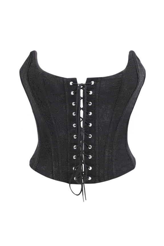 Lace-Up Bow Tie Bustier Corset Top, Strapless Push-Up Tube Camisole for Shapewear, Waist Cincher Layering Top Gothic Punk Fashion