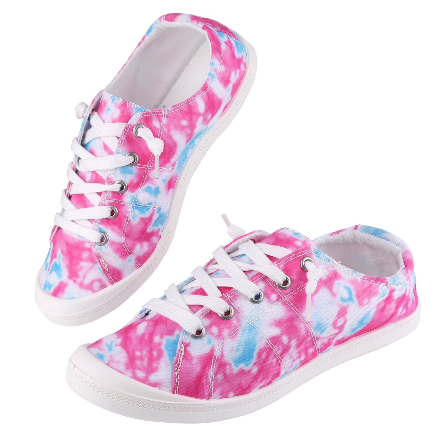 Lace Up Canvas Sneakers Fashion Low Top Slip On Casual Comfortable Walking Shoes for Women Girls