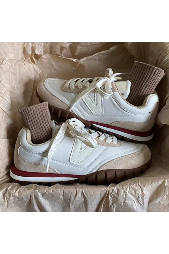 Lace Up Contrast Flat Sneakers