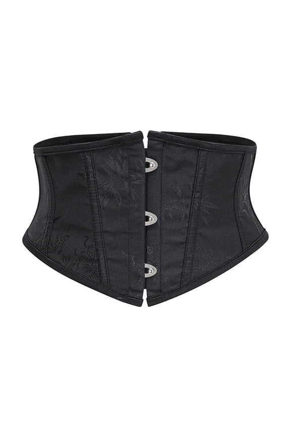 Lace Up Corset Belt for Womens Vintage Floral Waist Cincher Underbust Party Bones Bustier Corsets Black, S