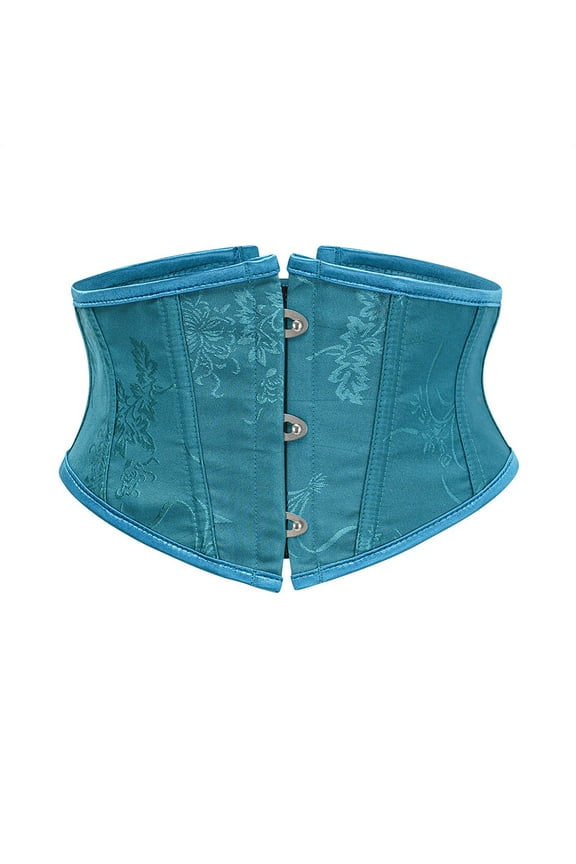 Lace Up Corset Belt for Womens Vintage Floral Waist Cincher Underbust Party Bones Bustier Corsets Dark Blue, M