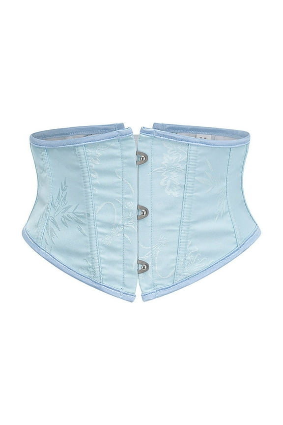 Lace Up Corset Belt for Womens Vintage Floral Waist Cincher Underbust Party Bones Bustier Corsets Sky Blue, XL