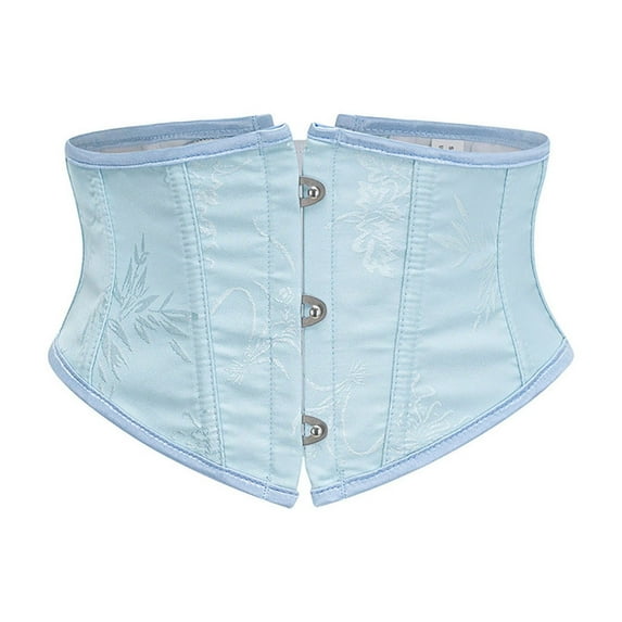 Lace Up Corset Belt for Womens Vintage Floral Waist Cincher Underbust Party Bones Bustier Corsets Sky Blue, XS
