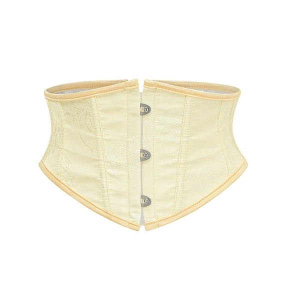 Lace Up Corset Belt for Womens Vintage Floral Waist Cincher Underbust Party Bones Bustier Corsets Yellow, XL