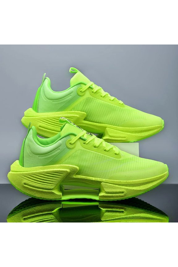 Lace Up Hollow Midsole Knit Mesh Performance Running Sneakers
