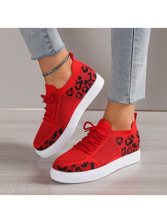 Lace-Up Leopard Flat Sneakers