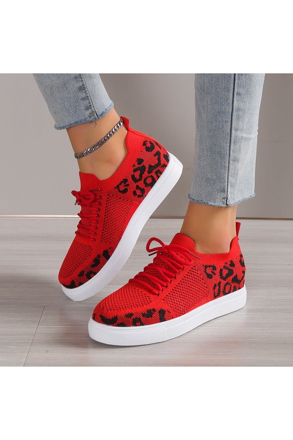 Lace-Up Leopard Flat Sneakers