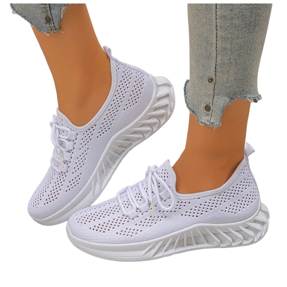Lace Up Mesh Walking Shoes for Women Lightweight Non Slip Wide Width Athletic Casual Workout Sneakers