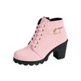 thumbnail image 1 of Lace Up Platform Boots for Women with Chunky Heel and Round Toe, Side Zipper Ankle Booties for Winter Fall Daily Wear, 1 of 6