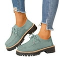 thumbnail image 1 of Lace Up Platform Loafers for Women Thick Sole Wide Width Fashion Suede Low Top Business Walking Shoes Green Size 9.5, 1 of 6