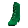 thumbnail image 1 of Lace Up Pointed Toe Chunky Low Heel Mid Calf Boots for Women Suede Fall Winter Comfortable Height-Enhancing Boots, 1 of 9
