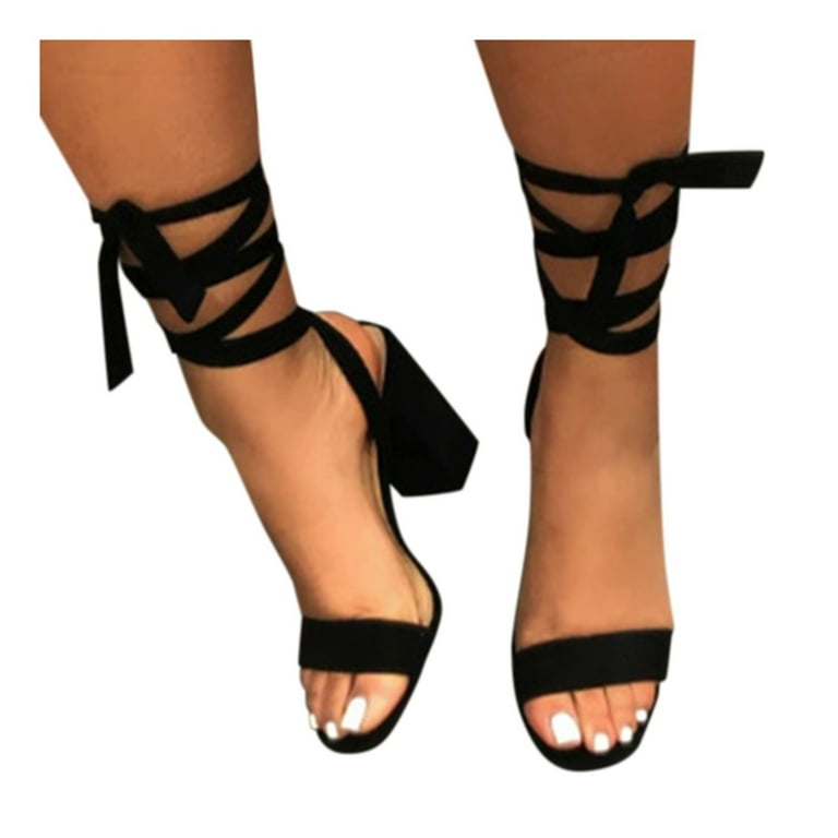 Lace Up Sandals for Women Girls Dresssy 2023 Platform Ankle Strap Summer Dress Shoes Wedges Sandals Heels Open Toe Tie Chunky Heels Sandals Dress
