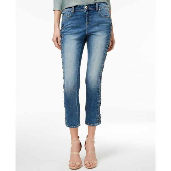 Lace Up Skinny Jeans Indigo 4