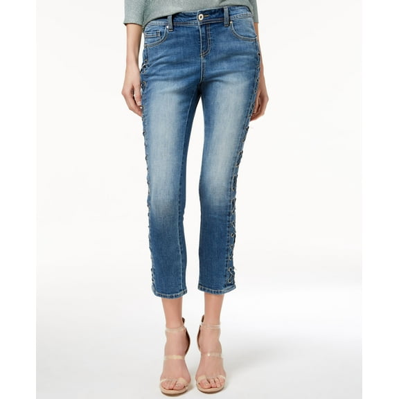 Lace Up Skinny Jeans Indigo 4