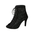 thumbnail image 1 of Lace Up Stiletto Heels Open Toe Ankle Boots for Women Mesh Ballroom Dance Shoes High Heel Sandals for Party, Black, Size 8.5, 1 of 9