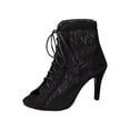 thumbnail image 1 of Lace Up Stiletto Heels Open Toe Ankle Boots for Women Mesh Ballroom Dance Shoes High Heel Sandals for Party, Black, Size 8, 1 of 9