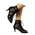thumbnail image 1 of Lace Up Stiletto Heels for Women Open Toe Mesh Ankle Boots Ballroom Dance Shoes High Heel Party Evening Sandals, Black, Size 7, 1 of 6