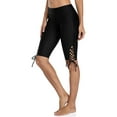 thumbnail image 1 of Lace Up Swim Shorts Long Board Shorts High Rise Swimsuit Bottoms Swim Capris, 1 of 7