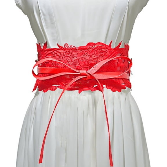 Lace Up Waist Belt Leather Corset Belt Tie Wrap Bowknot Waistband For Women