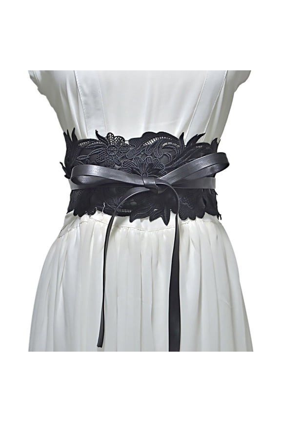 Lace Up Waist Belt Leather Corset Belt Tie Wrap Bowknot Waistband For Women