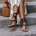 thumbnail image 1 of Lace Up Women Girls Sandals - Open Toe Wrap Tie up Flat Slide Sandals - Comfortable Slip On Thong Strappy Spring Summer Shoes., 1 of 4