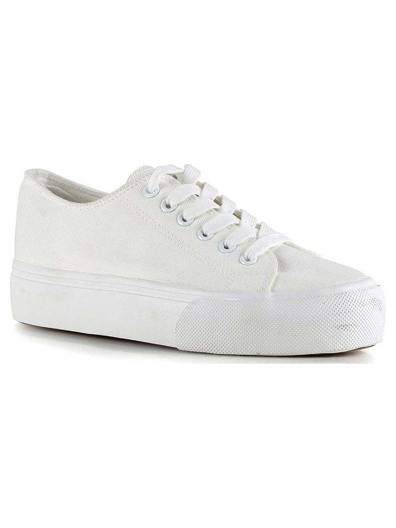 Lace Up Women's Canvas Sneakers in White
