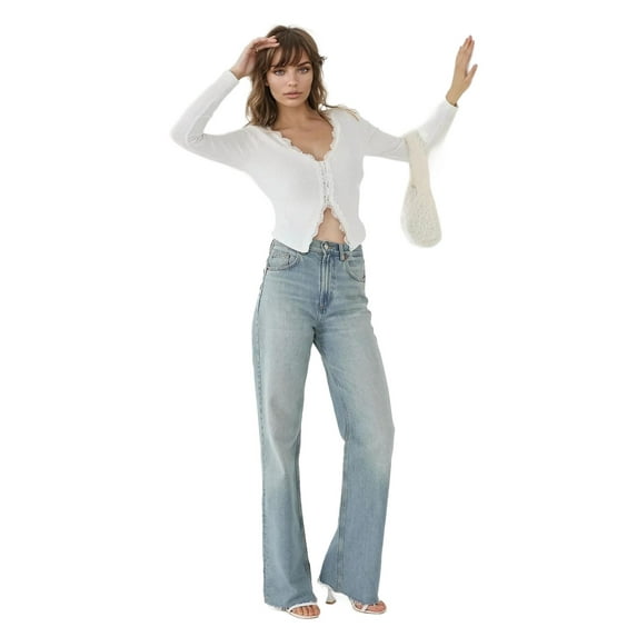 Lace V-Neck Long Sleeve Top