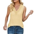 thumbnail image 1 of Lace V Neck Tank Tops for Women Sleeveless Casual Going Out Blouses Summer Loose Tunic Shirts (XL, Yellow), 1 of 5