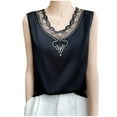 thumbnail image 1 of Lace V Neck Tank Tops for Women Trendy Embroidered Sleeveless Blouses Business Casual Elegant Floral T Shirts (2XL, Black 1), 1 of 3