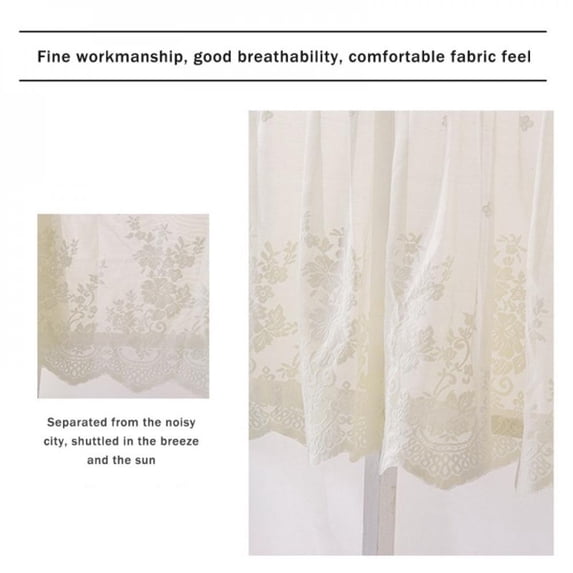 Lace Valances for Windows,Embroidered Translucent Curtains,Thermal Insulated Room Darkening Kitchen Curtain Valances Rod Pocket Bathroom Valances for Living Room Bedroom Cafe, 1 Panel