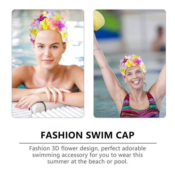 Lace Vintage Swim Cap Floral Petal Retro Style Bathing Caps for Women Rose, Bathroom Products