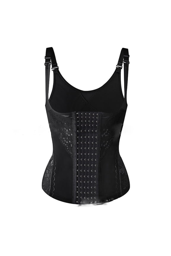 Lace Waist Trainer Corset Shapewear Tummy Control Body Shaper Waist Cincher Slimming Girdle Band Steel Boned Underwear Black XXL