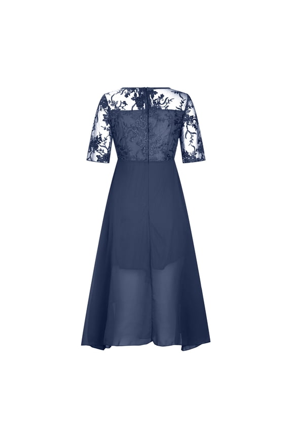 Lace Wedding Guest Dresses for Women,Half Sleeve Dresses for Women Short Mother of The Groom Dresse Mother of The Bride Dress Chiffon Formal Evening Dress